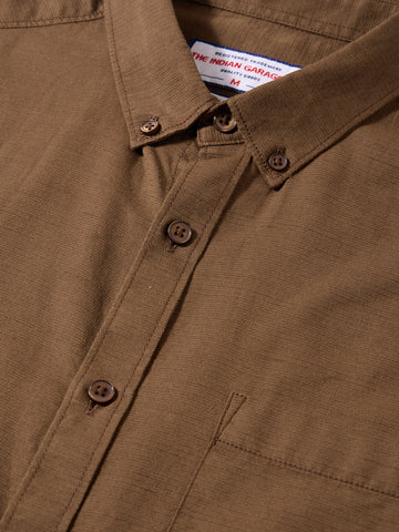 Men's Khaki Slim Fit Solid Casual Shirt