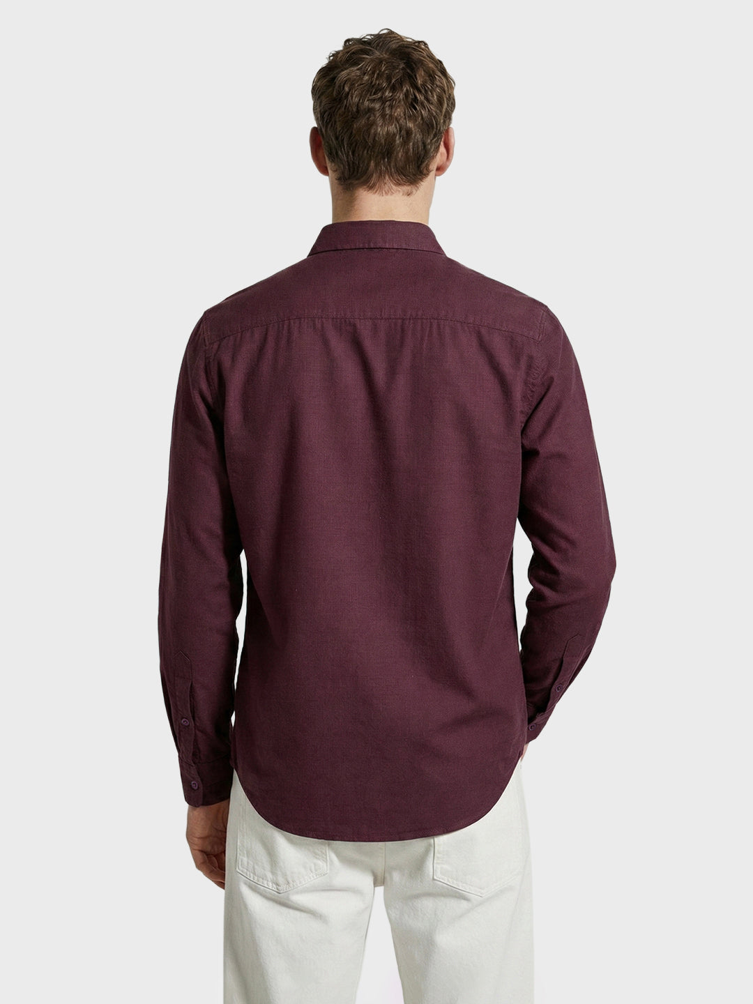 Men's Maroon Slim Fit Solid Casual Shirt