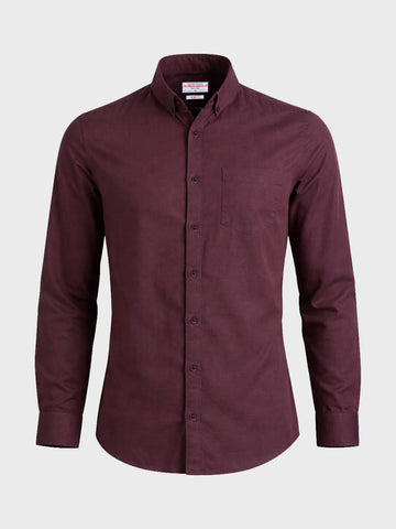 Men's Maroon Slim Fit Solid Casual Shirt
