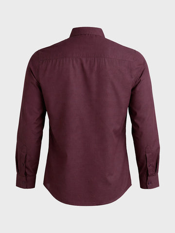 Men's Maroon Slim Fit Solid Casual Shirt