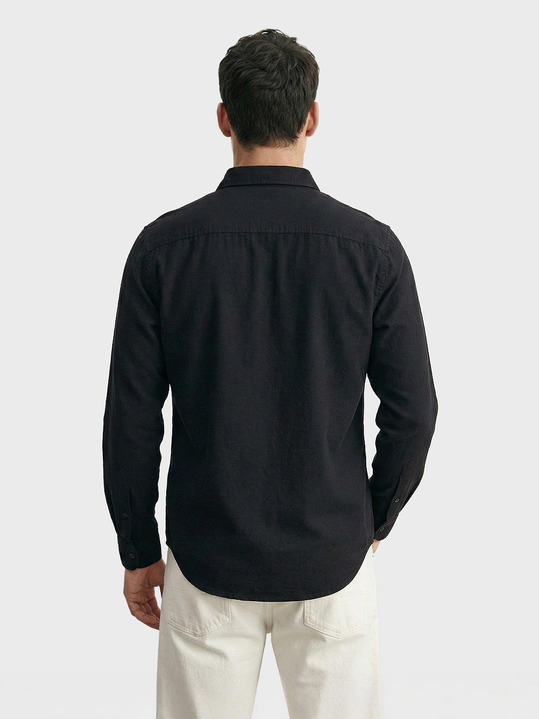 Men's Black Slim Fit Solid Casual Shirt