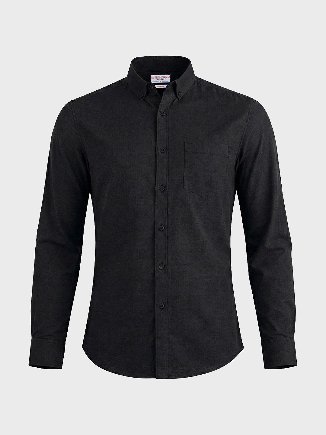 Men's Black Slim Fit Solid Casual Shirt