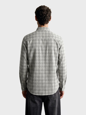 Men's Grey Slim Fit Checkered Casual Shirt