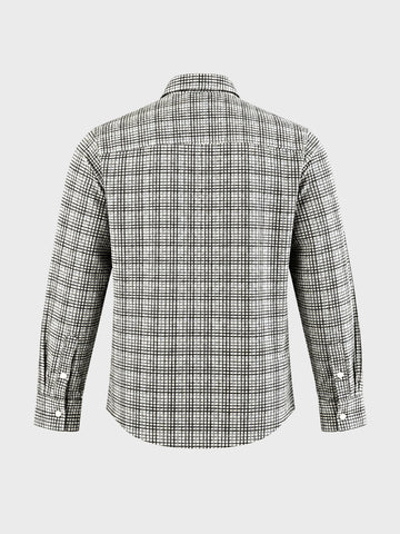 Men's Grey Slim Fit Checkered Casual Shirt