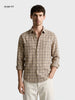 Men's Khaki Slim Fit Checkered Casual Shirt