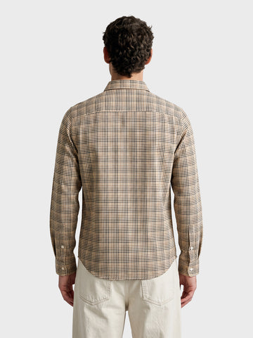 Men's Khaki Slim Fit Checkered Casual Shirt