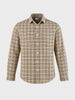 Men's Khaki Slim Fit Checkered Casual Shirt