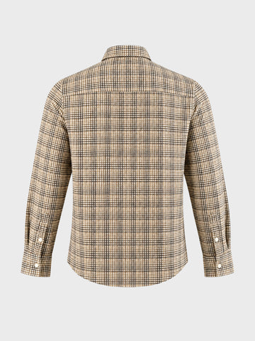 Men's Khaki Slim Fit Checkered Casual Shirt