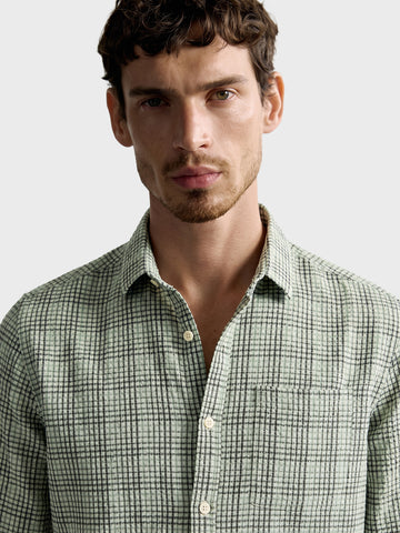 Men's Green Slim Fit Checkered Casual Shirt