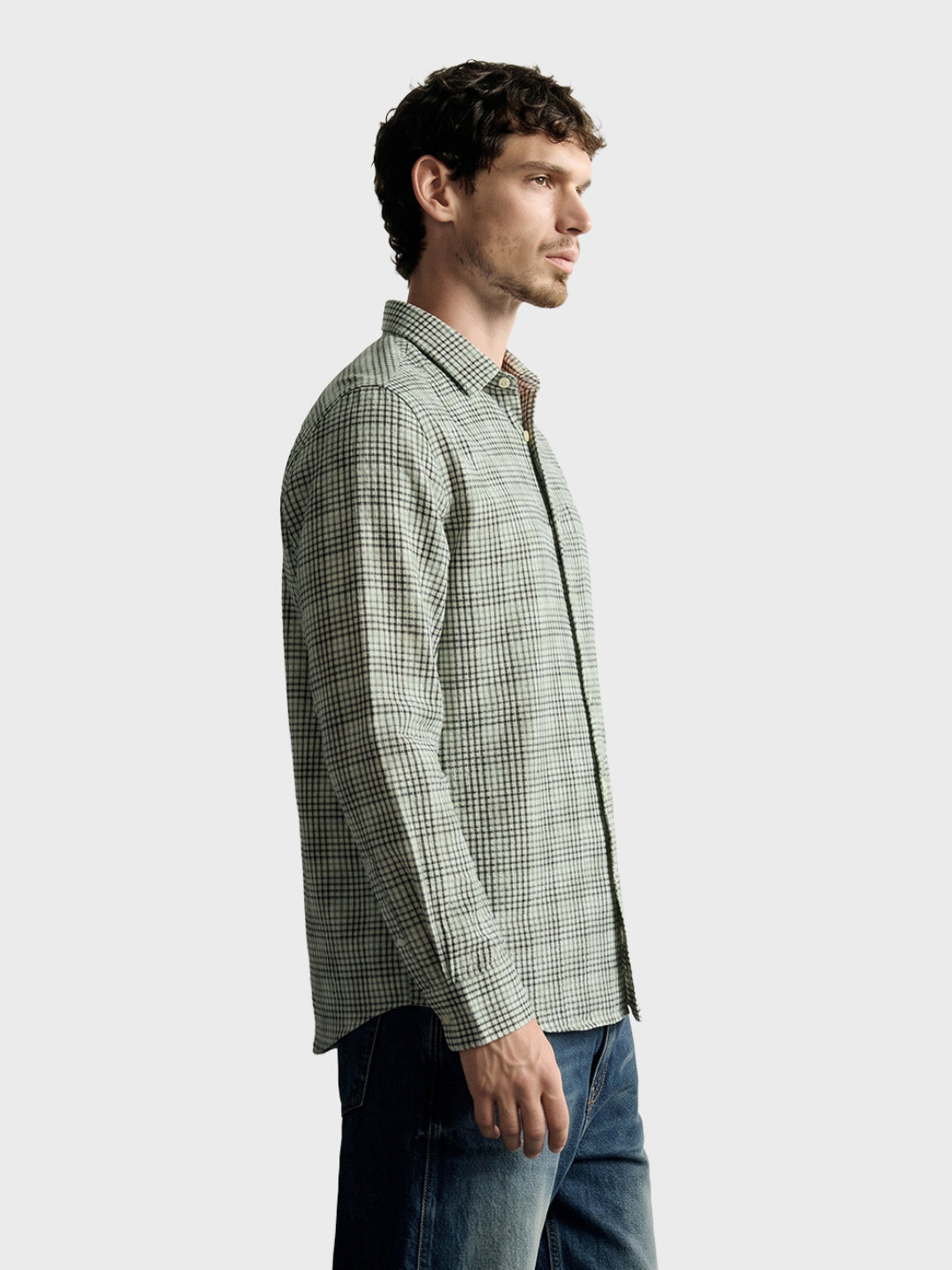 Men's Green Slim Fit Checkered Casual Shirt