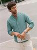 Men's Green Slim Fit Solid Casual Shirt