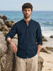 Men's Navy Blue Slim Fit Solid Casual Shirt