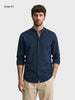 Men's Navy Blue Slim Fit Solid Casual Shirt