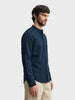 Men's Navy Blue Slim Fit Solid Casual Shirt