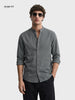Men's Grey Slim Fit Solid Casual Shirt