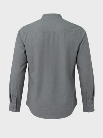 Men's Grey Slim Fit Solid Casual Shirt