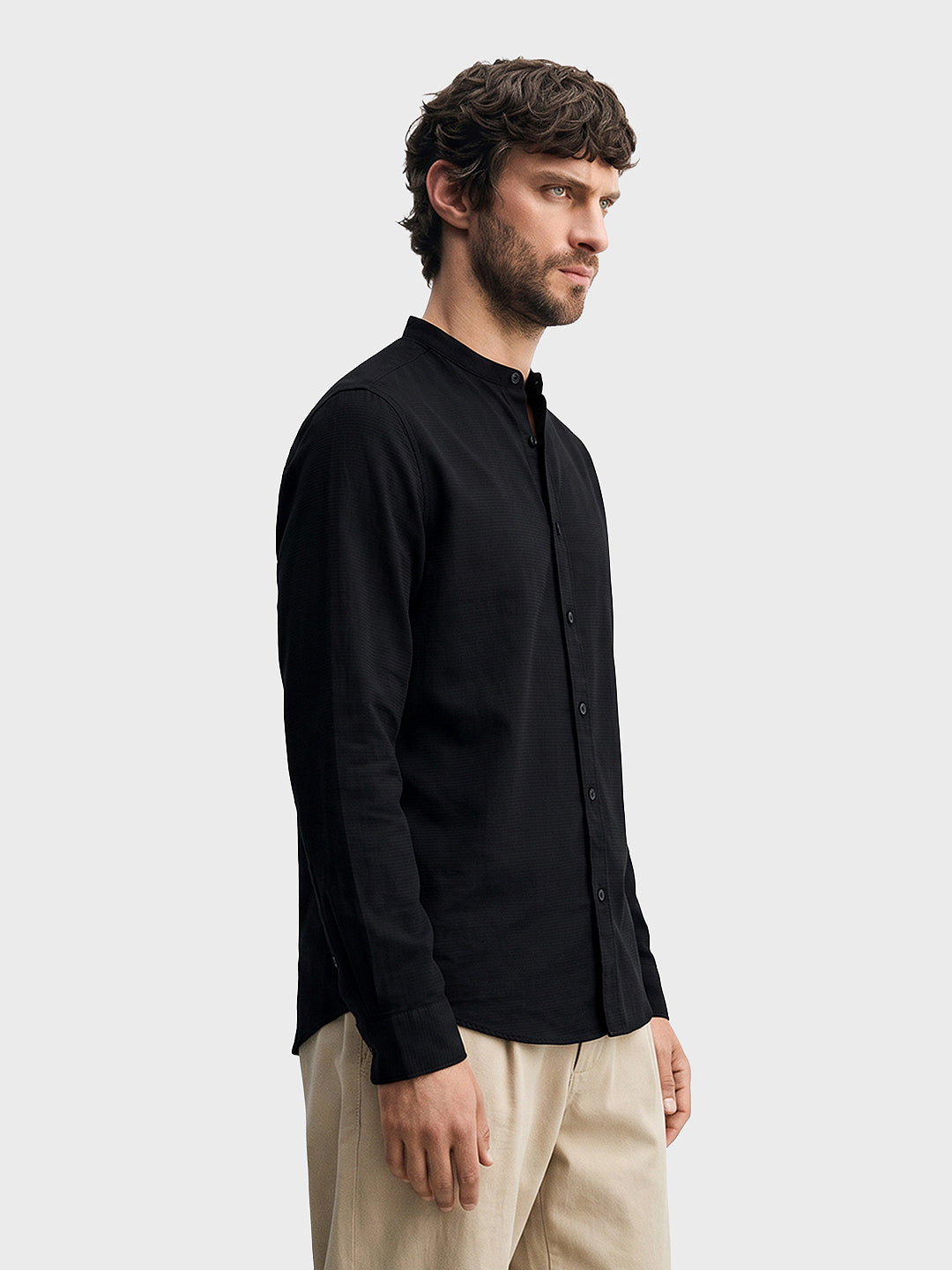 Men's Black Slim Fit Solid Casual Shirt