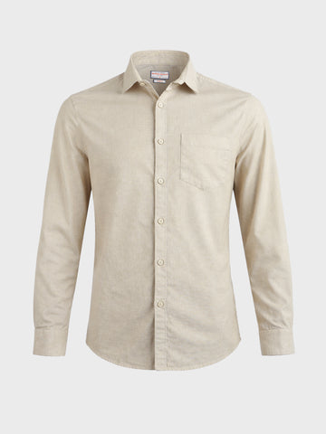 Men's Khaki Slim Fit Solid Casual Shirt