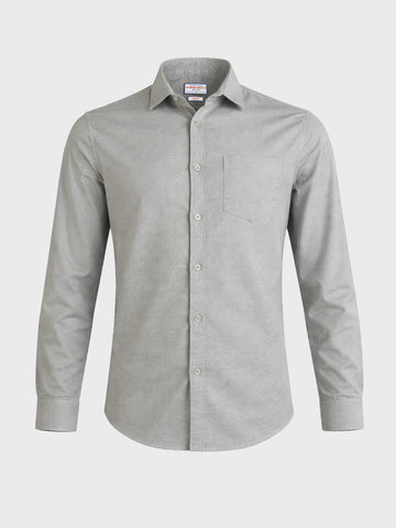 Men's Grey Slim Fit Solid Casual Shirt