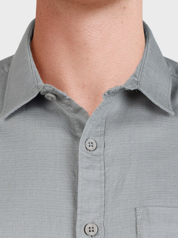Men's Grey Slim Fit Solid Casual Shirt