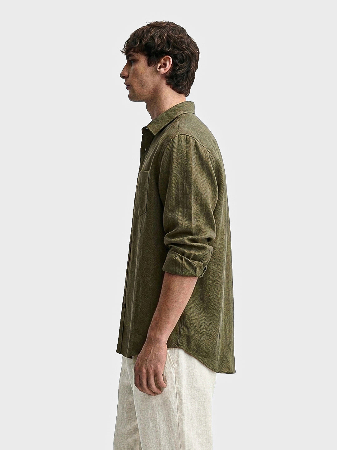 Men's Green Slim Fit Solid Casual Shirt