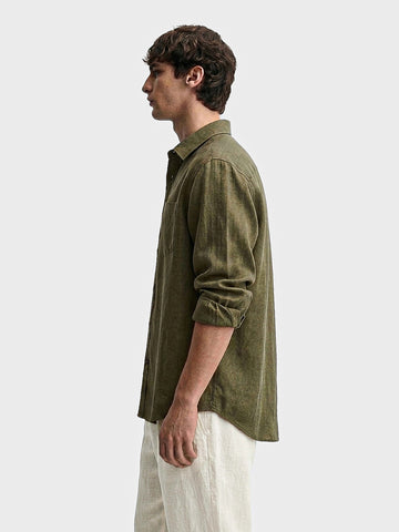 Men's Green Slim Fit Solid Casual Shirt