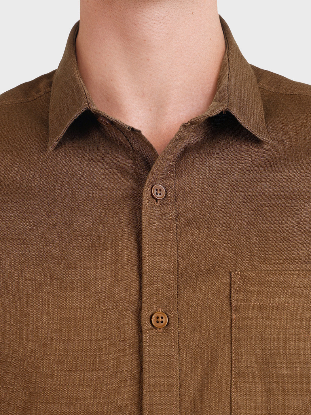 Men's Brown Slim Fit Solid Casual Shirt