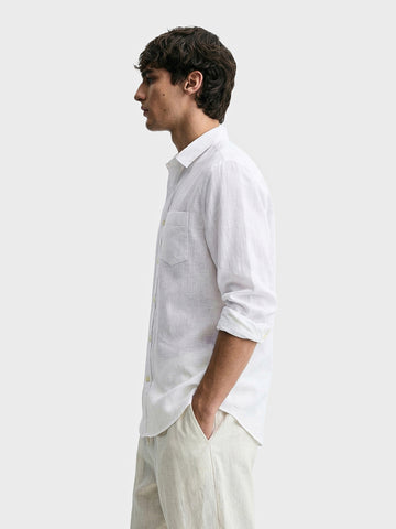 Men's White Slim Fit Solid Casual Shirt