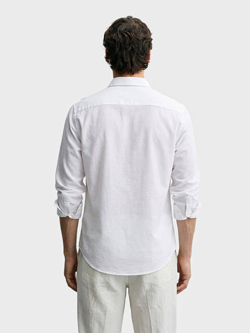 Men's White Slim Fit Solid Casual Shirt