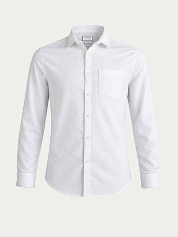 Men's White Slim Fit Solid Casual Shirt