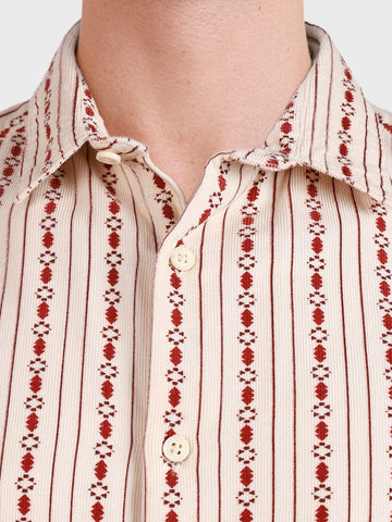 Men's White Regular Fit Striped Casual Shirt