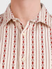 Men's White Regular Fit Striped Casual Shirt