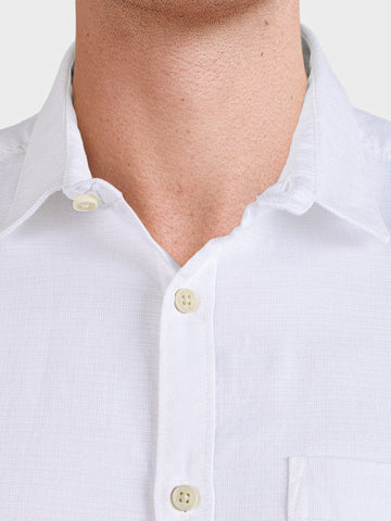 Men's White Slim Fit Solid Casual Shirt