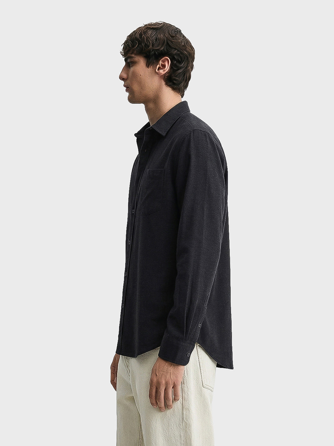 Men's Black Slim Fit Solid Casual Shirt