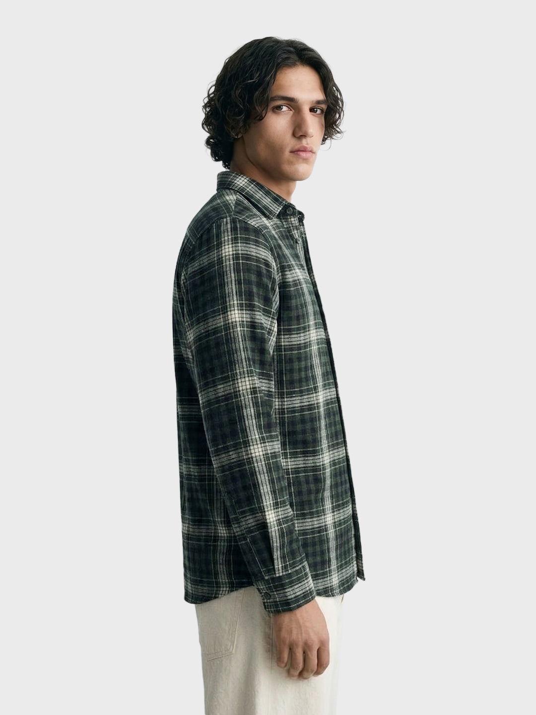 Men's Green Slim Fit Checkered Casual Shirt