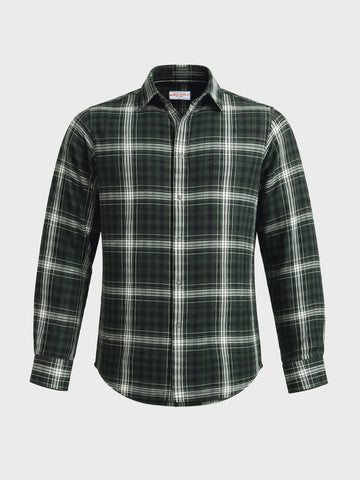 Men's Green Slim Fit Checkered Casual Shirt