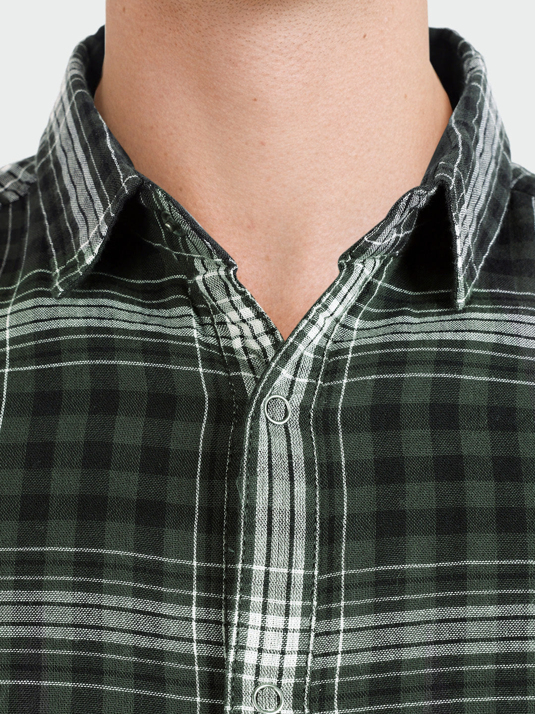 Men's Green Slim Fit Checkered Casual Shirt