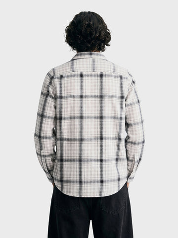 Men's Grey Slim Fit Checkered Casual Shirt