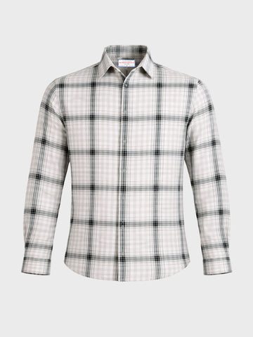 Men's Grey Slim Fit Checkered Casual Shirt