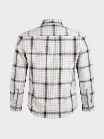 Men's Grey Slim Fit Checkered Casual Shirt