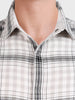 Men's Grey Slim Fit Checkered Casual Shirt