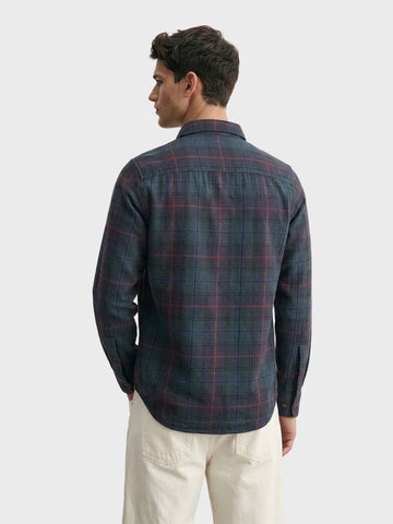 Men's Green Slim Fit Checkered Casual Shirt