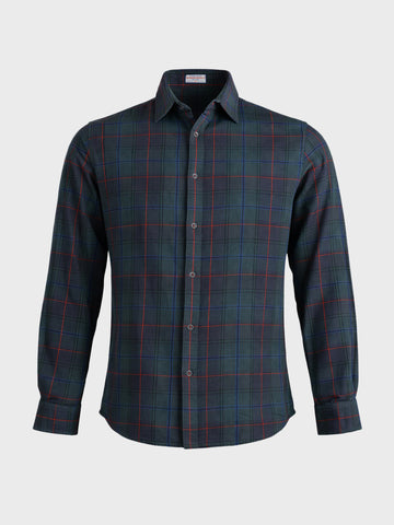 Men's Green Slim Fit Checkered Casual Shirt