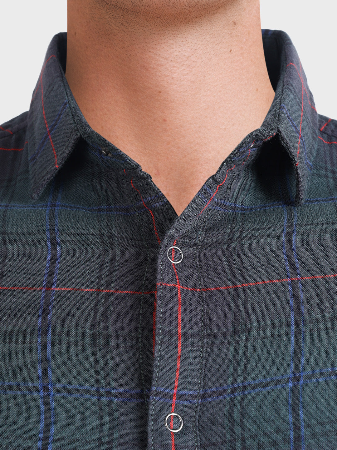 Men's Green Slim Fit Checkered Casual Shirt