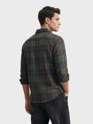 Men's Green Slim Fit Checkered Casual Shirt