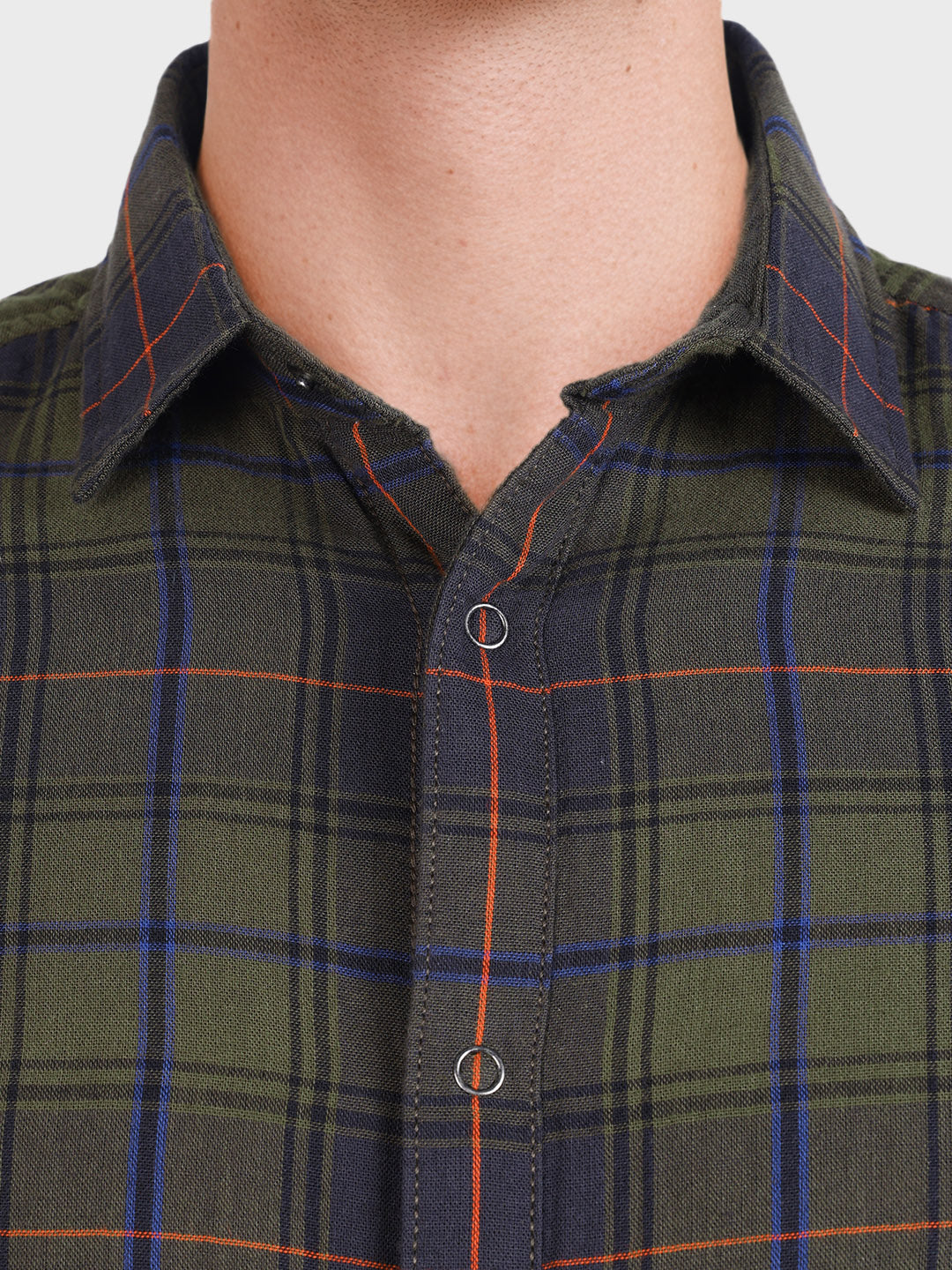 Men's Green Slim Fit Checkered Casual Shirt