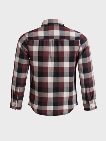 Men's Maroon Slim Fit Checkered Casual Shirt