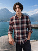 Men's Maroon Slim Fit Checkered Casual Shirt