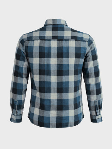 Men's Navy Blue Slim Fit Checkered Casual Shirt