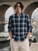 Men's Navy Blue Slim Fit Checkered Casual Shirt
